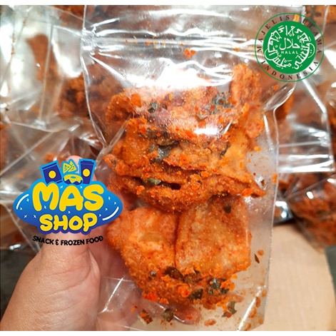 Kerupuk Kulit Ayam Crispy Pedas daun jeruk 50gram Kerip
