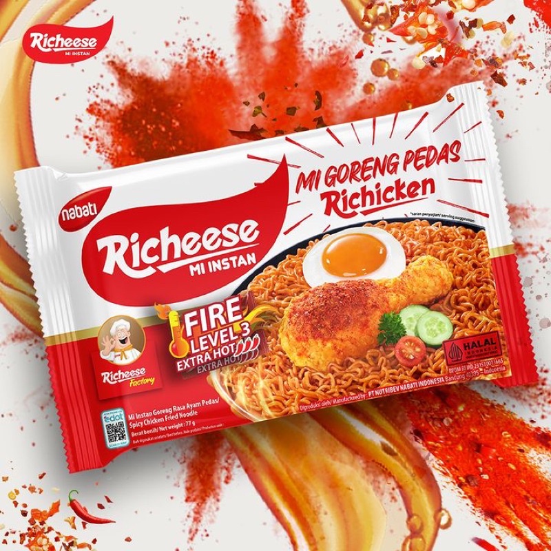 Richeese mie instant Mie Goreng Keju Mie Richeese Pedas