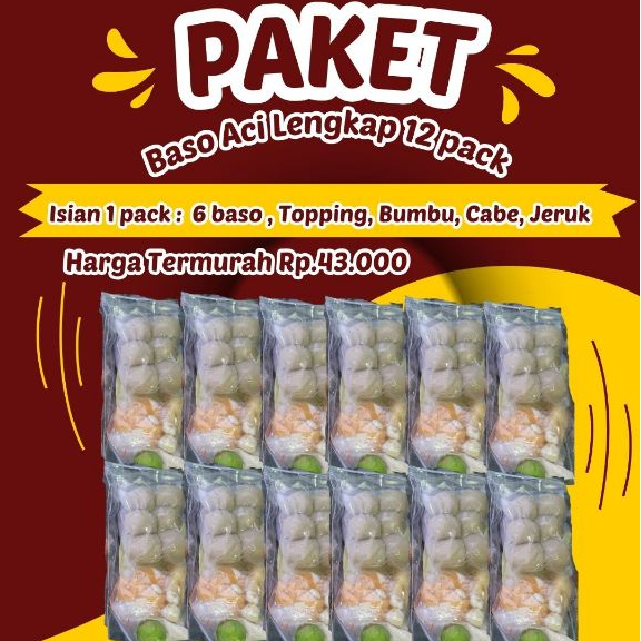 PAKET 12Pack BASO ACI HOMEMADE isi 6 Baso bakso aci kom