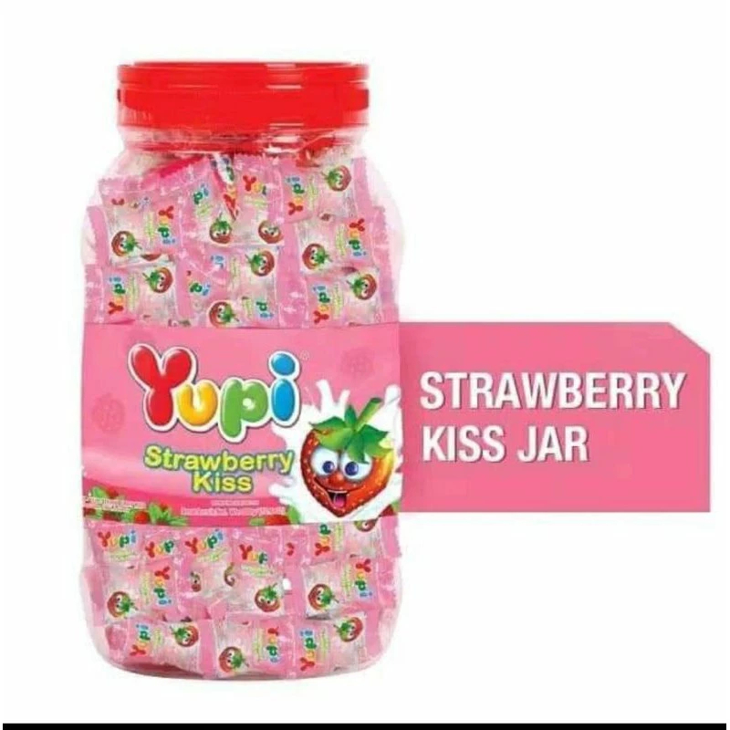 Yupi Strawberry Kiss Bolicious 300gr toples permen tabu