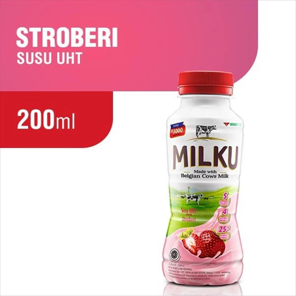 Harga ecer Milku premium Coklat Stroberi Original 200ml