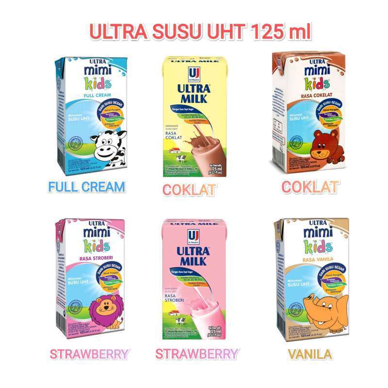 Susu ultra 125ml mimi vanila strawbery coklat fullcream
