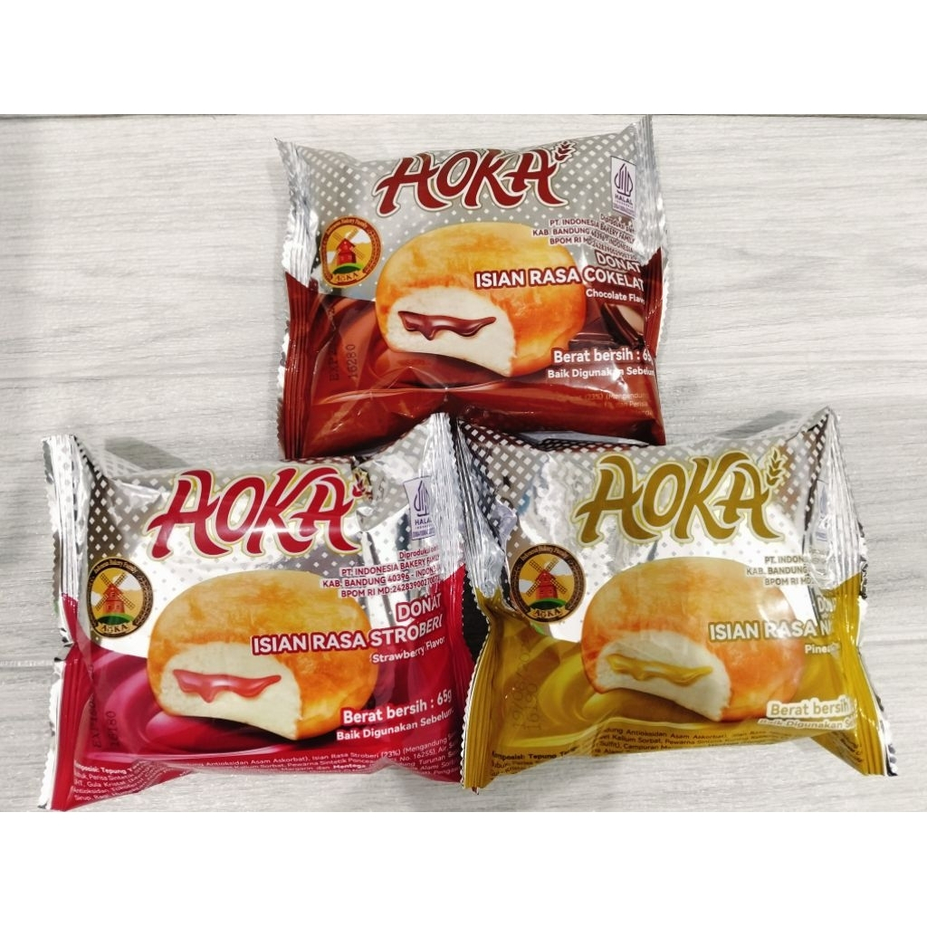 Donat Aoka isian rasa strawberry coklat nanas donut lum